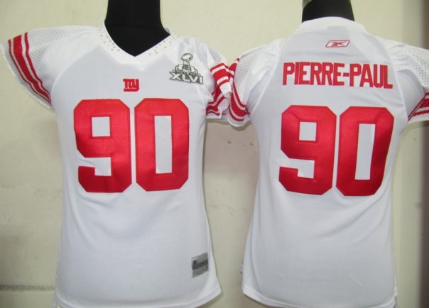 Giants #90 Jason Pierre-Paul White Women's Field Flirt Super Bowl XLVI Stitched NFL Jersey